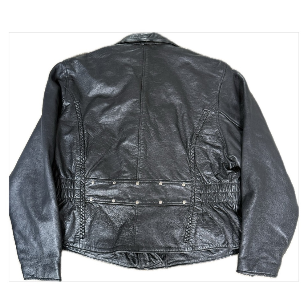 Women’s Black Genuine Leather Moto Jacket 4XL – Oversized Biker Motorcycle Style - Picture 11 of 13